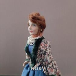 1/12 Lady Doll Late Victorian Fashion One Of A Kind Miniature Dollshouse