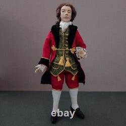 1/12 OOAK Doll Gentleman Miniature Dollshouse in Red XVIII Century Fashion