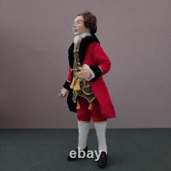 1/12 OOAK Doll Gentleman Miniature Dollshouse in Red XVIII Century Fashion