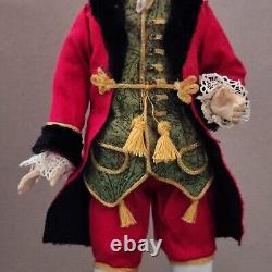 1/12 OOAK Doll Gentleman Miniature Dollshouse in Red XVIII Century Fashion