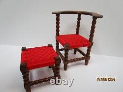 1 12 dolls house jacobean miniature chair and footstool