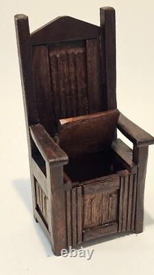 1/12th Scale Doll House Miniature, Furniture, Medieval, Chair, Commode Chair ME5