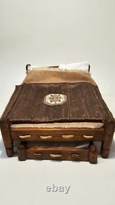 1/12th Scale Doll House Miniature, Furniture, Medieval, Double bed, Truckle ME6