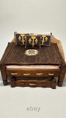 1/12th Scale Doll House Miniature, Furniture, Medieval, Double bed, Truckle ME6