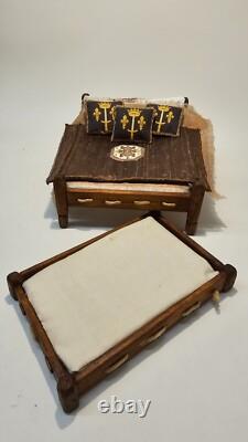 1/12th Scale Doll House Miniature, Furniture, Medieval, Double bed, Truckle ME6