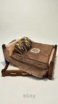 1/12th Scale Doll House Miniature, Furniture, Medieval, Double bed, Truckle ME6