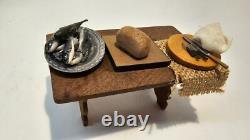 1/12th Scale Doll House Miniature, Furniture, Medieval, Table, Kitchen, ME4