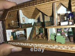 1/144th scale dollhouse miniatures completed and furnished with landscape