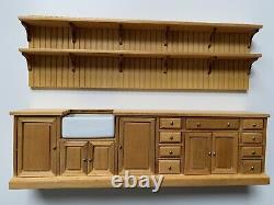 112 Doll House Miniatures Kitchen Oak Finish Furniture JBM RARE Find NIB