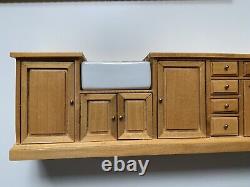 112 Doll House Miniatures Kitchen Oak Finish Furniture JBM RARE Find NIB