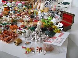 112 Dollhouse Kitchen LOT Pots Cake Dishes Bottles Plates Stove & ARTIST FOOD