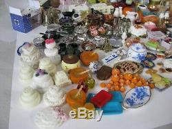 112 Dollhouse Kitchen LOT Pots Cake Dishes Bottles Plates Stove & ARTIST FOOD