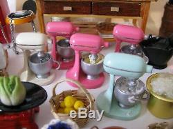 112 Dollhouse Kitchen LOT Pots Cake Dishes Bottles Plates Stove & ARTIST FOOD