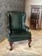 112 Escutcheon Miniatures Green Leather Armchair Wingback. Dolls House
