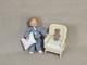 112 Ooak Dolls House Miniature Little Boy Doll, Teddy & Wicker Chair