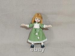 112 OOAK Dolls House Miniature Little Girl Doll, Teddy & Wicker Chair