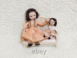 112 OOAK Dolls House Miniature Little Girl Doll, Toy Dolly & Wicker Settee