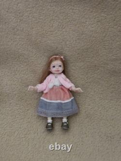 112 OOAK Dolls House Miniature Little Girl Doll & Wicker Chair