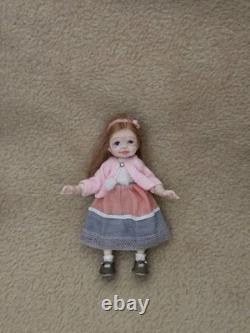112 OOAK Dolls House Miniature Little Girl Doll & Wicker Chair