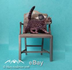 112 OOAK TABBY CAT kitten Handmade Dollhouse miniature by Mary Anderson igma