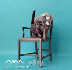 112 OOAK TABBY CAT kitten Handmade Dollhouse miniature by Mary Anderson igma