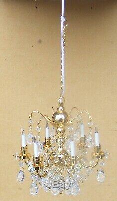 112 Scale 6 Arm Up Real Crystal Chandelier Tumdee Dolls House Light 7001