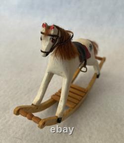 112 Scale Dolls House Miniature Artisan Rocking Horse on Bows Handmade Unique