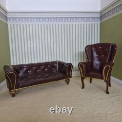 112th Scale, Dolls House, Furniture, Sofa and Arm Chair. Artisan Made QU01