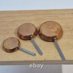 112th scale Dolls House, Set of 3 Solid Cooper Frying Pan Top Quality VS07