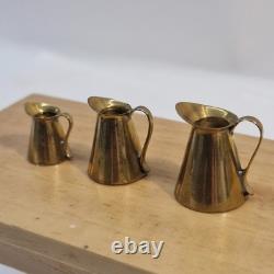 112th scale Dolls House, Set of 3 Solid Cooper Jugs British made VS06