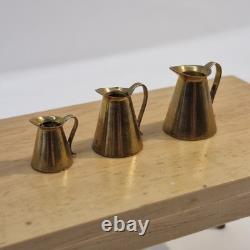 112th scale Dolls House, Set of 3 Solid Cooper Jugs British made VS06