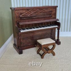 112th scale Dolls House. Upright Piano plus Stool British made Pre52