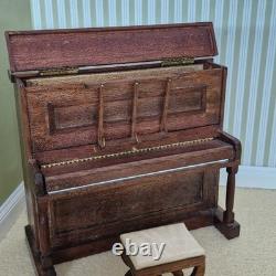 112th scale Dolls House. Upright Piano plus Stool British made Pre52