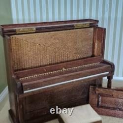 112th scale Dolls House. Upright Piano plus Stool British made Pre52