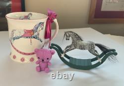 12th Scale Dolls House Miniature Artisan Rocking Horse On Bows Hand Painted Sm