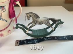 12th Scale Dolls House Miniature Artisan Rocking Horse On Bows Hand Painted Sm