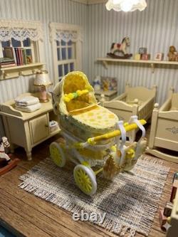 12th Scale Dolls House Miniature Pram Baby Doll