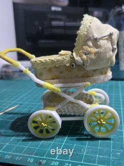 12th Scale Dolls House Miniature Pram Baby Doll
