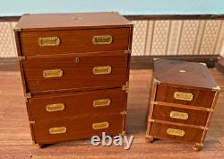 12th Scale Dollshouse Miniature Escutcheon Campaign Chest Plus Other Drawers