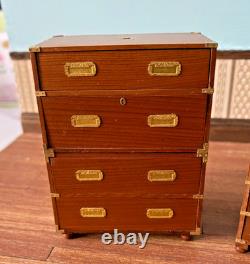 12th Scale Dollshouse Miniature Escutcheon Campaign Chest Plus Other Drawers