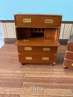 12th Scale Dollshouse Miniature Escutcheon Campaign Chest Plus Other Drawers