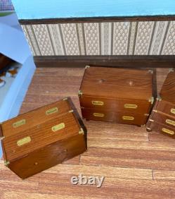 12th Scale Dollshouse Miniature Escutcheon Campaign Chest Plus Other Drawers