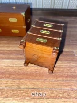 12th Scale Dollshouse Miniature Escutcheon Campaign Chest Plus Other Drawers