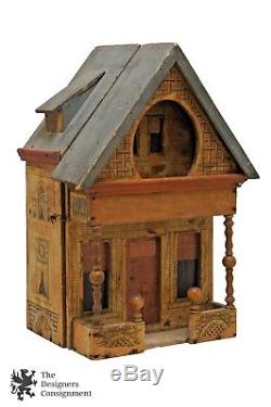 15 Antique Victorian Bliss Keyhole Wooden 2 Story Lithograph Doll House Hinged