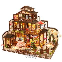 17 Models 124 DIY Dollhouse Miniature Wooden Doll House Kit +Music + LED + Tool