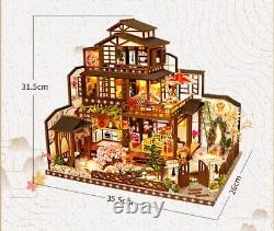 17 Models 124 DIY Dollhouse Miniature Wooden Doll House Kit +Music + LED + Tool