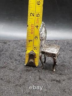 1901 Antique Sterling Silver Miniature Chair Dolls House Furniture B Muller