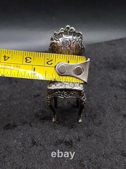 1901 Antique Sterling Silver Miniature Chair Dolls House Furniture B Muller