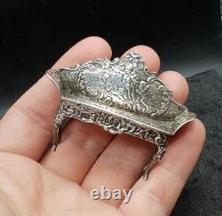 1901 Antique Sterling Silver Miniature Love Seat Dolls House Sofa Furniture