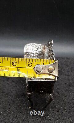 1901 Antique Sterling Silver Miniature Love Seat Dolls House Sofa Furniture